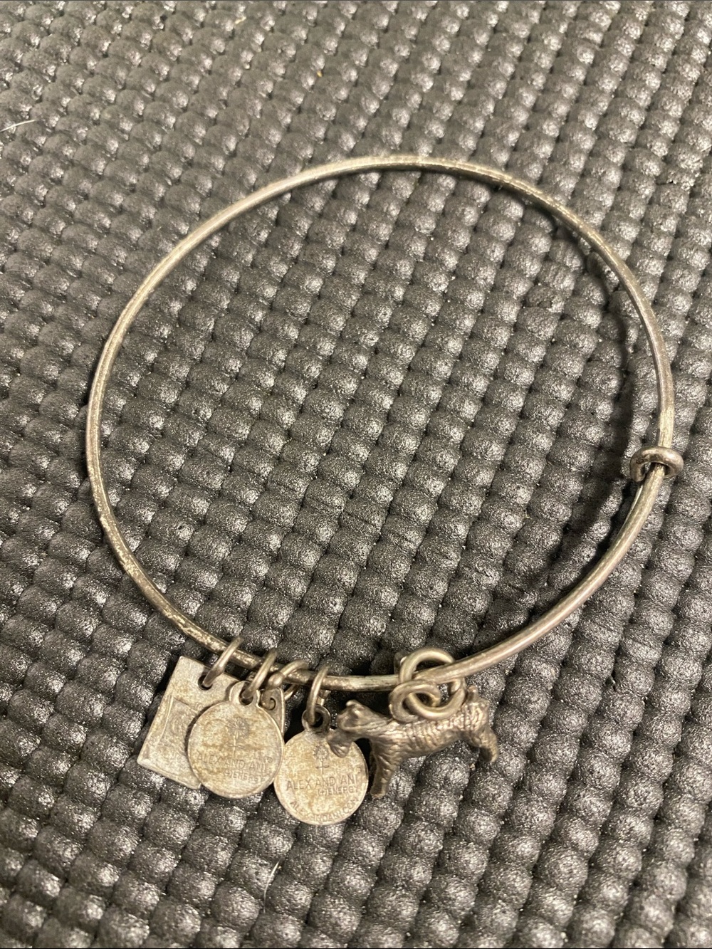 Silver Charm Bangle Bracelet with monopoly Scottie dog & Coin Charms